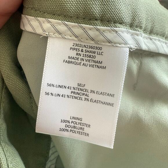 Veronica Beard Rimini Belted Pleated Linen Wide Leg Trouser Pants Sage Green 4 - Picture 8 of 9